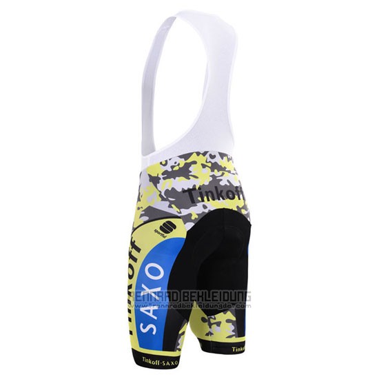 2015 Fahrradbekleidung Tinkoff Saxo Bank Shwarz und Gelb Trikot Kurzarm und Tragerhose